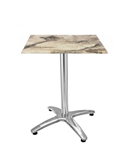 Mesa ROMA, aluminio, 4 radios, base de 70 cms y tapa 60 x 60 cms. Color a elegir