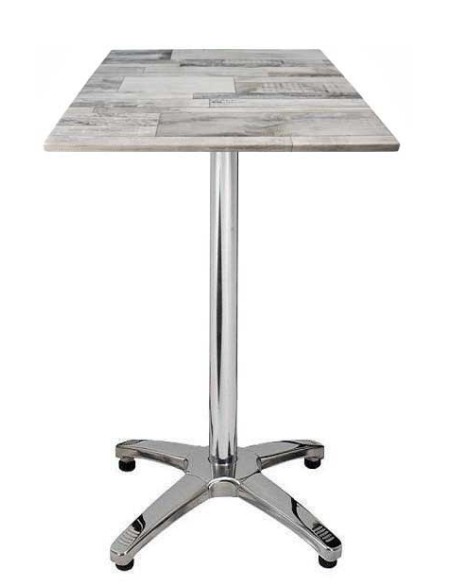 Mesa ROMA, alta, aluminio, 4 radios, base de 112 cms y  tapa 60x60 cms. Color a elegir