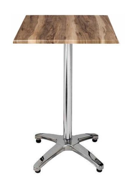 Mesa ROMA, alta, aluminio, 4 radios, base de 112 cms y tapa 70x70 cms. Color a elegir