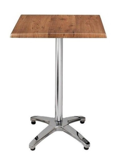 Mesa ROMA, alta, aluminio, 4 radios, base de 112 cms y tapa 70x70 cms. Color a elegir