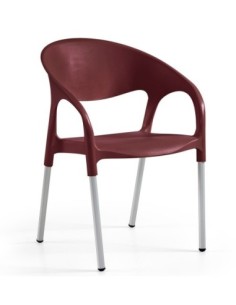 Sillón MOON, aluminio, polipropileno burdeos*