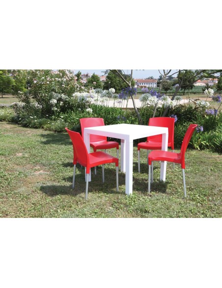 Mesa DITA, polipropileno blanco, 80 x 80 cms