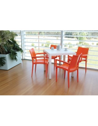 Mesa DITA, polipropileno blanco, 80 x 80 cms