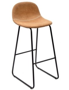 Taburete MOSS NEW, metal, similpiel marrón claro
