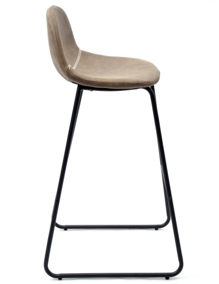 Taburete MOSS NEW, metal, similpiel marrón oscuro