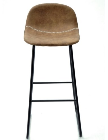 Taburete MOSS NEW, metal, similpiel marrón oscuro