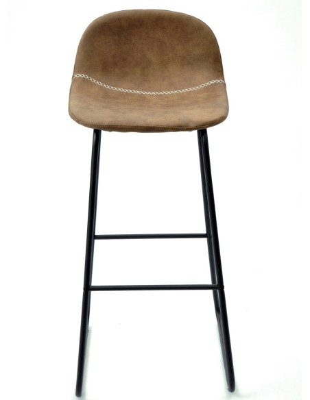 Taburete MOSS NEW, metal, similpiel marrón oscuro