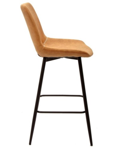 Taburete ANTIBES NEW, metal, similpiel marrón claro