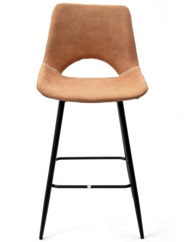 Taburete ANTIBES NEW, metal, similpiel marrón claro