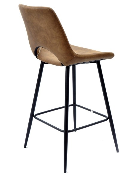 Taburete ANTIBES NEW, metal, similpiel marrón oscuro