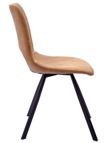 Silla ANTIBES NEW, metal, similpiel marrón claro