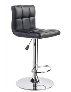 Taburete MIAMI (M), cromado, similpiel negra