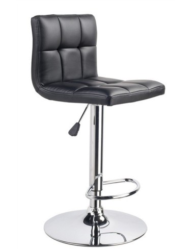 Taburete MIAMI (M), cromado, similpiel negra
