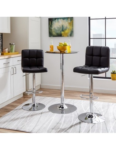 Taburete MIAMI (M), cromado, similpiel negra