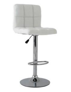 Taburete MIAMI (M), cromado, similpiel blanca
