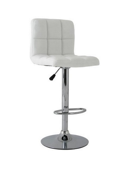 Taburete MIAMI (M), cromado, similpiel blanca