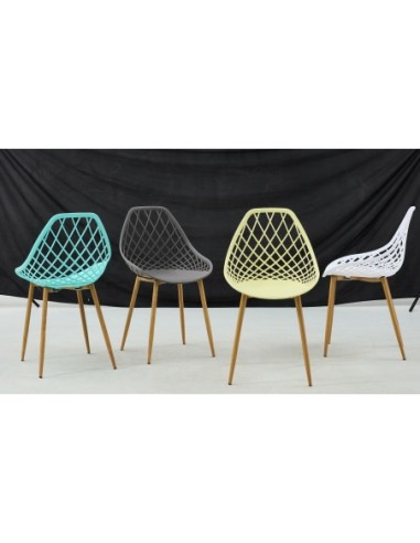 Silla STRAUSS, metal, polipropileno amarillo pastel