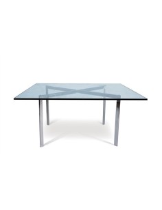 Mesa BCN, baja, acero inoxidable, cristal, 102x102 cms