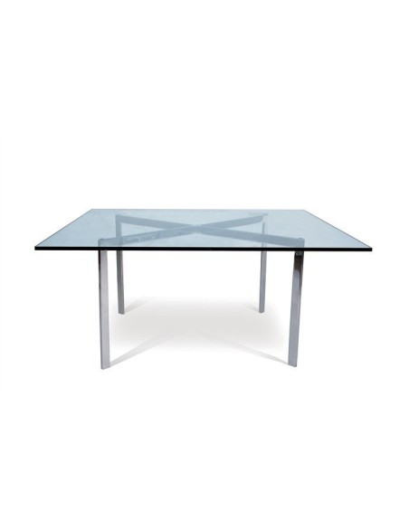 Mesa BCN, baja, acero inoxidable, cristal, 102x102 cms