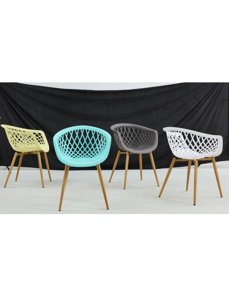 Sillón STRAUSS, metal, polipropileno amarillo pastel