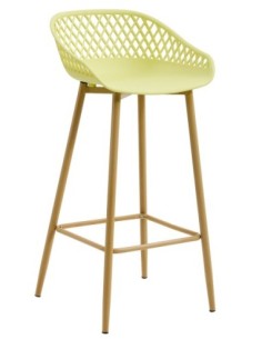 Taburete STRAUSS, metal, polipropileno amarillo pastel