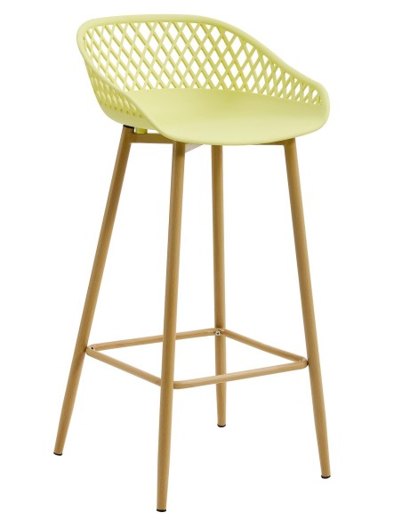 Taburete STRAUSS, metal, polipropileno amarillo pastel