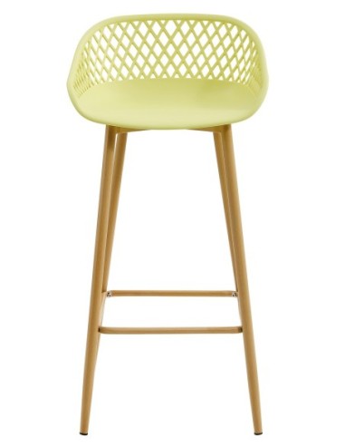 Taburete STRAUSS, metal, polipropileno amarillo pastel