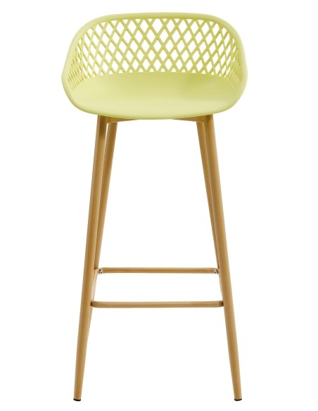 Taburete STRAUSS, metal, polipropileno amarillo pastel