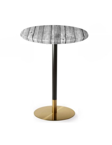 Mesa alta VERSALLES NEW, dorada y negra, base de 110 cms y tapa de 70 cms. Color a elegir