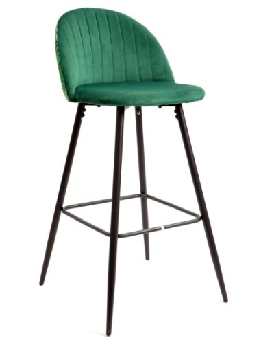 Taburete FLORAL, metal, tapizado velvet verde con trasera floral a juego