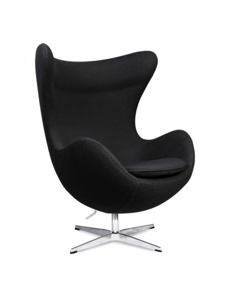 Sillón EG, fibra de vidrio, basculante, tapizado cachemir negro