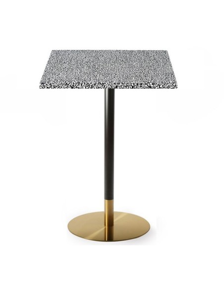 Mesa alta VERSALLES NEW, dorada y negra, base de 110 cms y tapa de 60x60 cms. Color a elegir