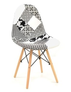Silla STAR, madera, tejido patchwork combi bgn