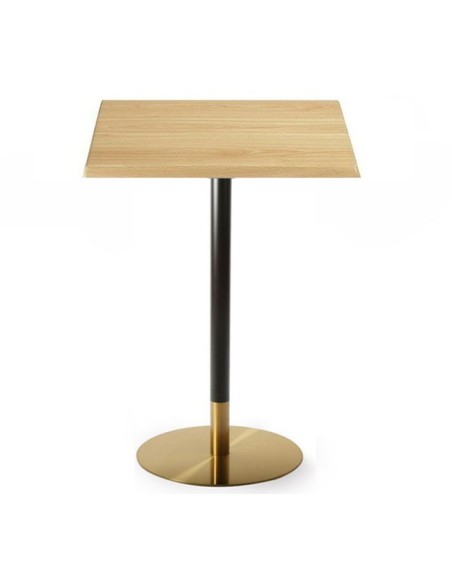 Mesa alta VERSALLES NEW, dorada y negra, base de 110 cms y tapa de 70x70 cms. Color a elegir