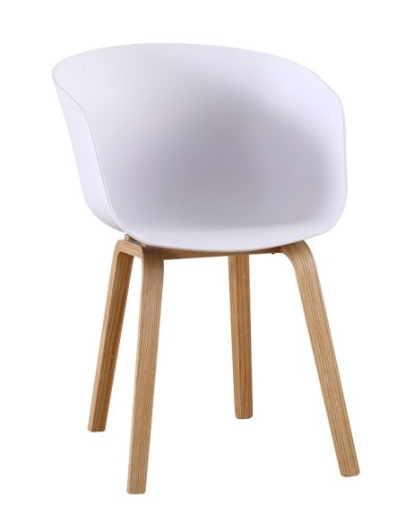 Sillón AWAK, madera curvada, polipropileno blanco