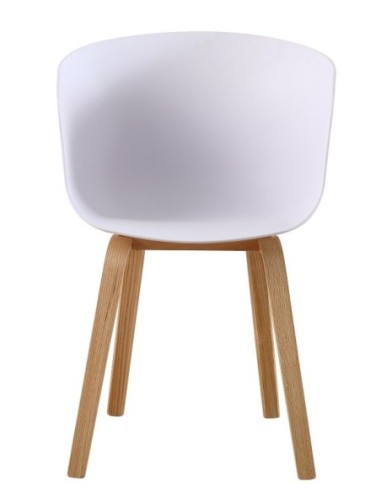 Sillón AWAK, madera curvada, polipropileno blanco