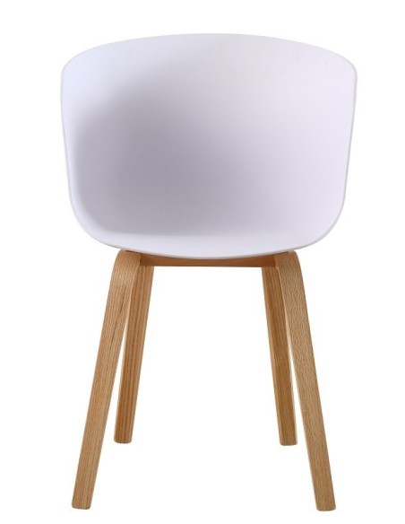 Sillón AWAK, madera curvada, polipropileno blanco