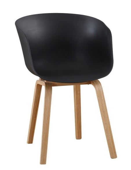 Sillón AWAK, madera curvada, polipropileno negro