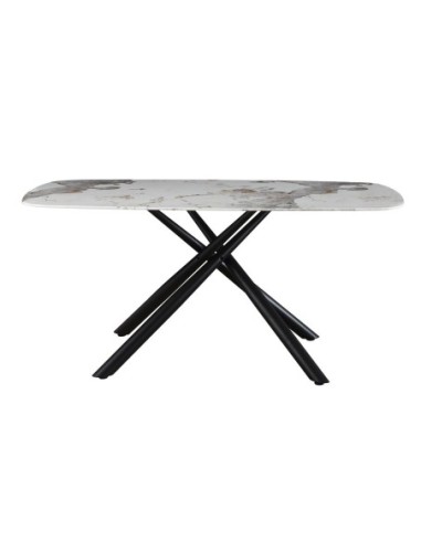 Mesa JAZZ, metal negro, tapa de cristal templado, 160x90 cms