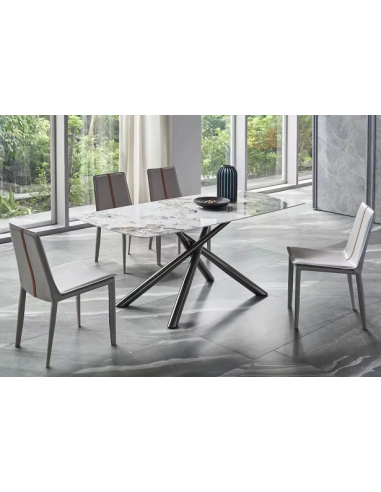 Mesa JAZZ, metal negro, tapa de cristal templado, 160x90 cms