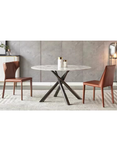 Mesa SAHARA, metal negro, tapa de cristal templado, 120 cms de diámetro 2