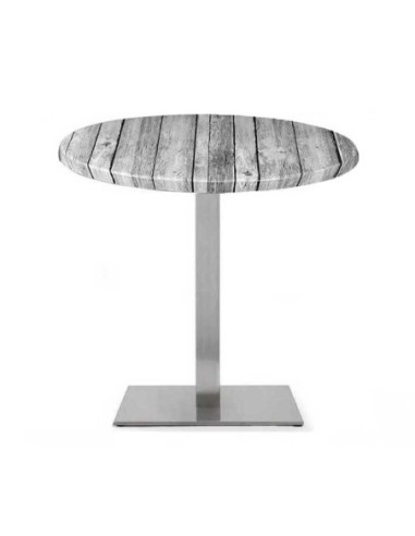 Mesa RHIN, acero inoxidable, base de 73 cms y tapa 70 cms. Color a elegir