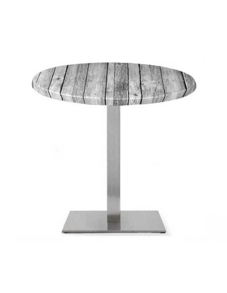 Mesa RHIN, acero inoxidable, base de 73 cms y tapa 70 cms. Color a elegir