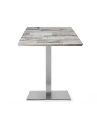 Mesa RHIN, acero inoxidable, base de 73 cms y tapa 60x60 cms. Color a elegir