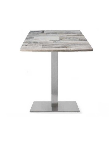 Mesa RHIN, acero inoxidable, base de 73 cms y tapa 60x60 cms. Color a elegir