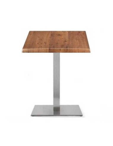 Mesa RHIN, acero inoxidable, base de 73 cms y tapa 60x60 cms. Color a elegir