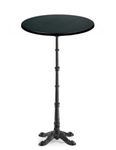 Mesa alta BRISTOL, fundición, 4 pies, negra, tapa 60 cms. Color a elegir