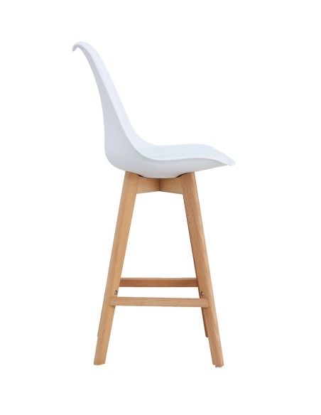 Taburete TORRE (SU), madera, blanco, cojín blanco