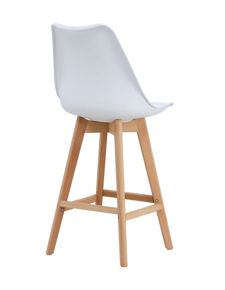 Taburete TORRE (SU), madera, blanco, cojín blanco