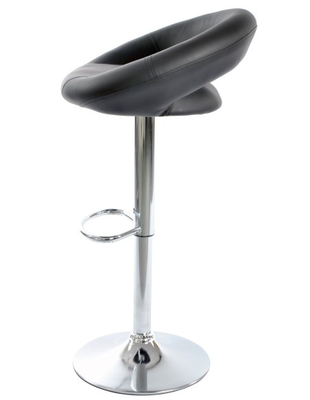 Taburete LUXUS NEW (M), cromado, similpiel negra